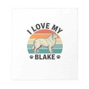 Ich liebe meinen Blake-Hund Retro-Gravurdesign_1 Notizblock