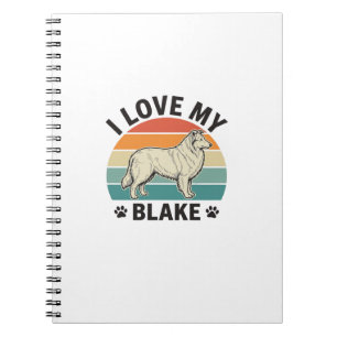 Ich liebe meinen Blake-Hund Retro-Gravurdesign_1 Notizblock