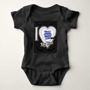 Ich Liebe meinen Boo mit deinem Foto mit Fledermäu Baby Strampler