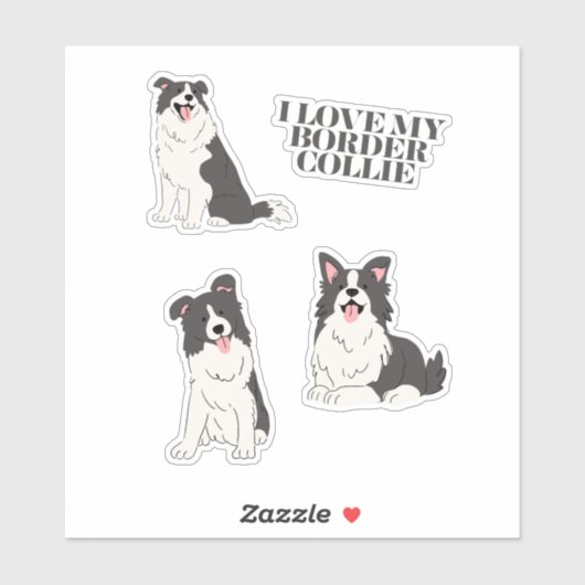 Ich liebe meinen Border Collie Sticker Set (Blatt)