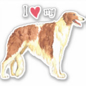 Ich Liebe meinen Borzoi Vinyl Sticker (Vorderseite)