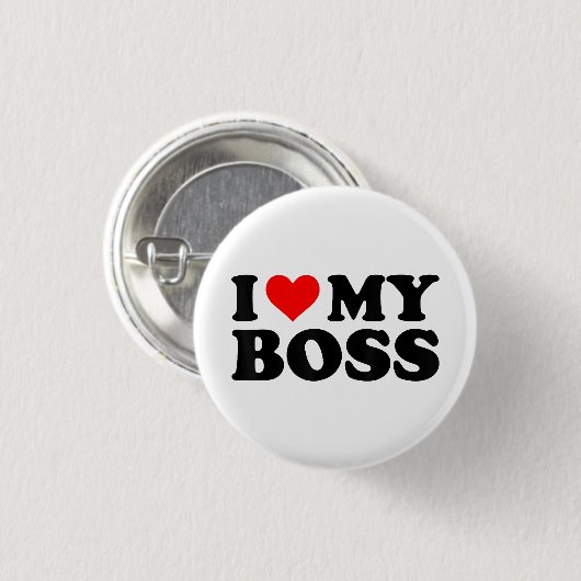Ich Liebe meinen Boss Funny Red Heart Boss Ich hör Button (Vorne & Hinten)