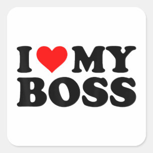 Ich Liebe meinen Boss Funny Red Heart Boss Ich hör Quadratischer Aufkleber