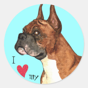 Ich Liebe meinen Boxer Runder Aufkleber