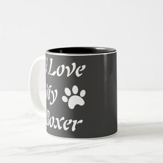 Ich Liebe meinen Boxer Zweifarbige Tasse (Vorderseite Links)