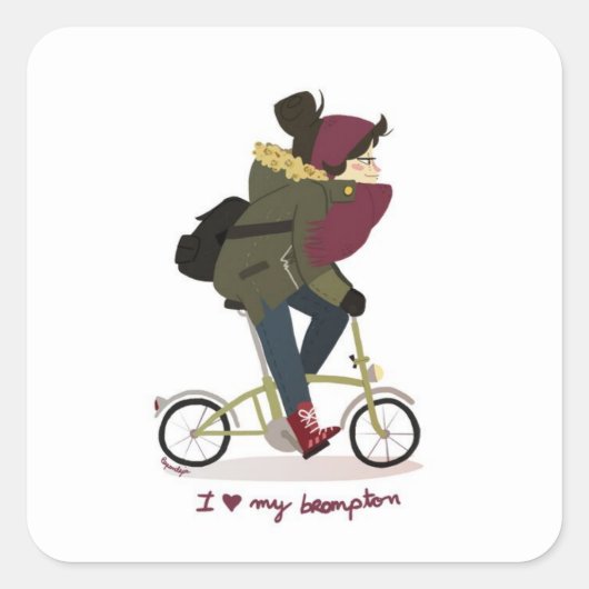 Ich Liebe meinen Brompton Sticker! Hilf Kindern in Quadratischer Aufkleber (Vorderseite)
