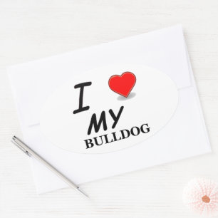 Ich liebe meinen Bulldoggen Ovaler Aufkleber