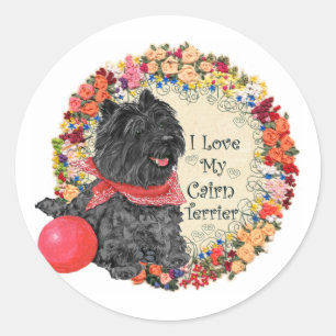 Ich liebe meinen Cairn Terrier Runder Aufkleber