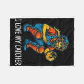 Ich liebe meinen Catcher - Softll Catcher -  Fleecedecke (Vorderseite (Horizontal))