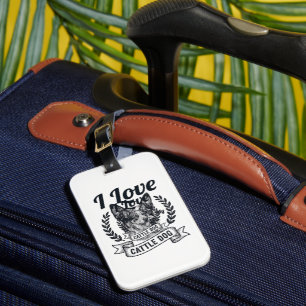 Ich liebe meinen Cattle Dog Vintage Gravur Design_ Gepäckanhänger
