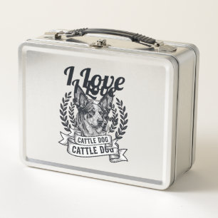 Ich liebe meinen Cattle Dog Vintage Gravur Design_ Metall Brotdose