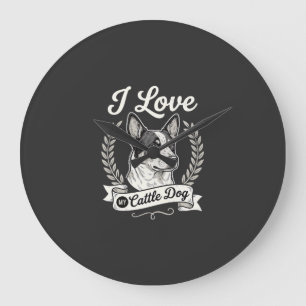 Ich liebe meinen Cattle Dog Vintage-Hundefreund Große Wanduhr