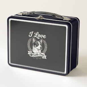 Ich liebe meinen Cattle Dog Vintage-Hundefreund Metall Brotdose