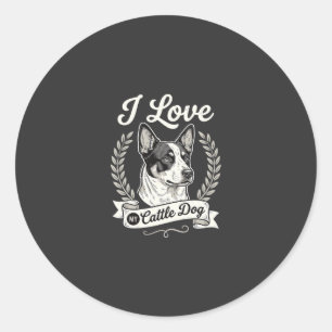 Ich liebe meinen Cattle Dog Vintage-Hundefreund Runder Aufkleber