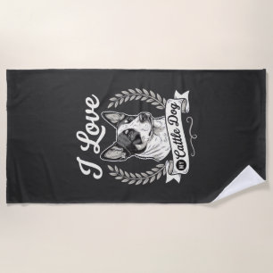 Ich liebe meinen Cattle Dog Vintage-Hundefreund Strandtuch