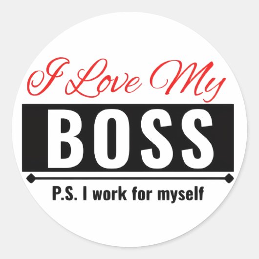 Ich Liebe meinen Chef Runder Aufkleber (Vorderseite)