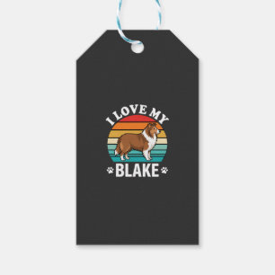Ich liebe meinen Collie-Hund Retro-Sonnenuntergang Geschenkanhänger