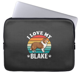 Ich liebe meinen Collie-Hund Retro-Sonnenuntergang Laptopschutzhülle