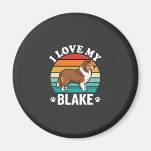 Ich liebe meinen Collie-Hund Retro-Sonnenuntergang Magnet