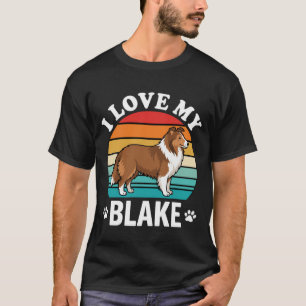 Ich liebe meinen Collie-Hund Retro-Sonnenuntergang T-Shirt