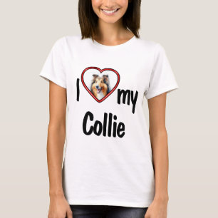 Ich liebe meinen Collie Süßer roter Herz-Fotorahme T-Shirt
