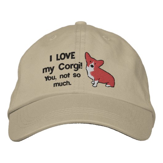 Ich Liebe meinen Corgi bestickter Hut (Vorderseite)