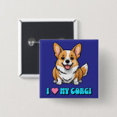 Ich liebe meinen Corgi Button (Vorne & Hinten)