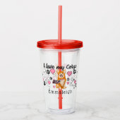 Ich Liebe meinen Corgi Dog Paw Prints Acryltrinkbecher (Vorderseite)