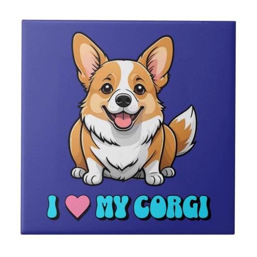 Ich liebe meinen Corgi Fliese (Vorderseite)