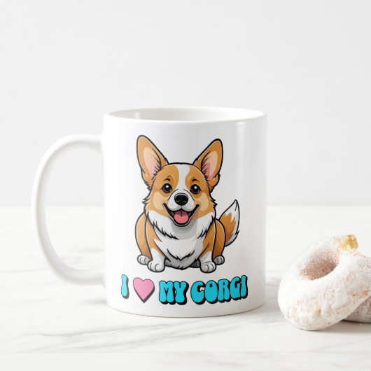 Ich liebe meinen Corgi Kaffeetasse (Mit Donut)