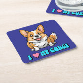 Ich liebe meinen Corgi Rechteckiger Pappuntersetzer (angewinkelt)