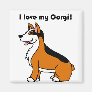 Ich Liebe meinen Corgi Tri-Color-Cartoon Magnet