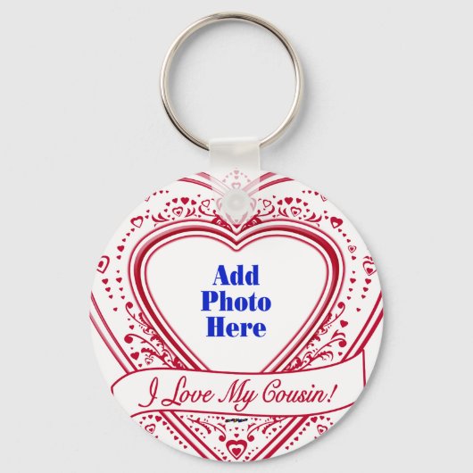 Ich Liebe meinen Cousin! Foto Red Hearts Schlüsselanhänger (Vorderseite)