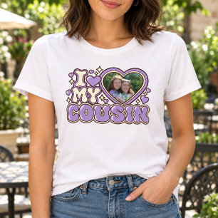 Ich liebe meinen Cousin personalisiertes Herzfoto T-Shirt
