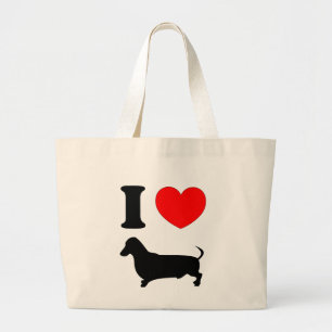Ich liebe meinen Dackel Red Heart Wiener Hund Jumbo Stoffbeutel
