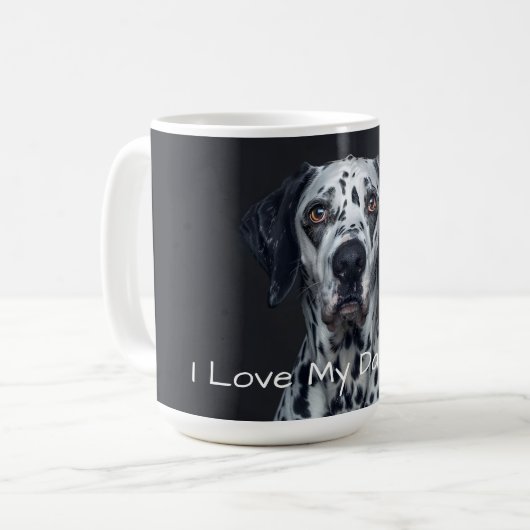 Ich Liebe meinen Dalmatiner Kaffeetasse (Vorderseite Links)