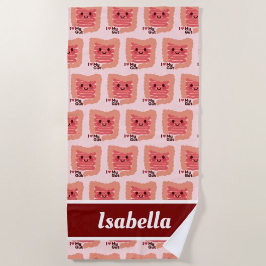 Ich Liebe meinen Darm - Niedliche Lächelnde Darmkr Strandtuch (Vorderseite)