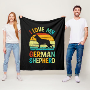 Ich liebe meinen deutschen Schäferhund Blue Brown  Fleecedecke