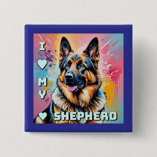 Ich liebe meinen deutschen Schäferhund Button (Vorderseite)