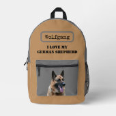 Ich Liebe meinen deutschen Schäferhund oder elsäss Bedruckter Rucksack (Vorderseite)