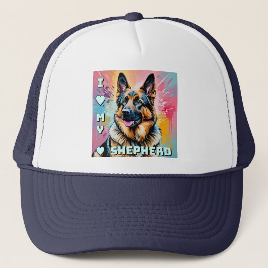 Ich liebe meinen Deutschen Schäferhund Truckerkappe (Vorderseite)
