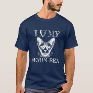 Ich liebe meinen Devon Rex, Katzenpfotenabdrücke W T-Shirt