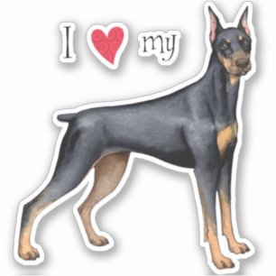 Ich Liebe meinen Doberman Pinscher Vinyl Sticker