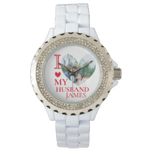 Ich liebe meinen Ehemann Benutzerdefiniertes Herz Armbanduhr