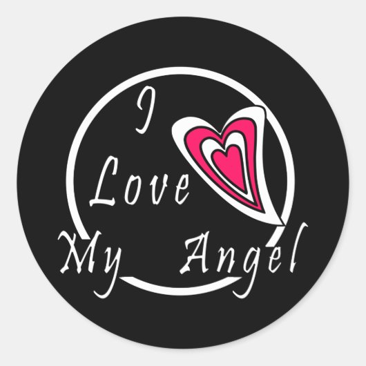Ich Liebe meinen Engel Runder Aufkleber (Vorderseite)