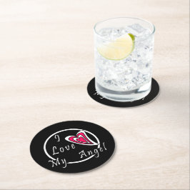 Ich Liebe meinen Engel Runder Pappuntersetzer