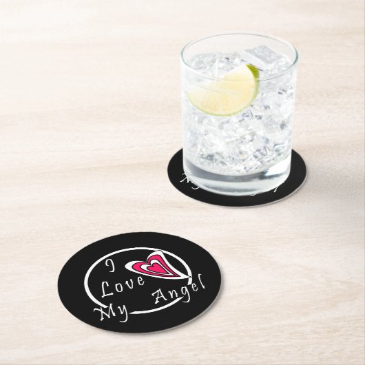Ich Liebe meinen Engel Runder Pappuntersetzer (Vor Ort)