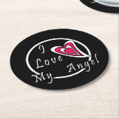 Ich Liebe meinen Engel Runder Pappuntersetzer (Angewinkelt)