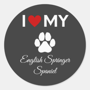 Ich Liebe meinen englischen Springer Spanierhund S Runder Aufkleber