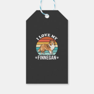 Ich liebe meinen Finnegan Sheltie Retro Sonnenunte Geschenkanhänger